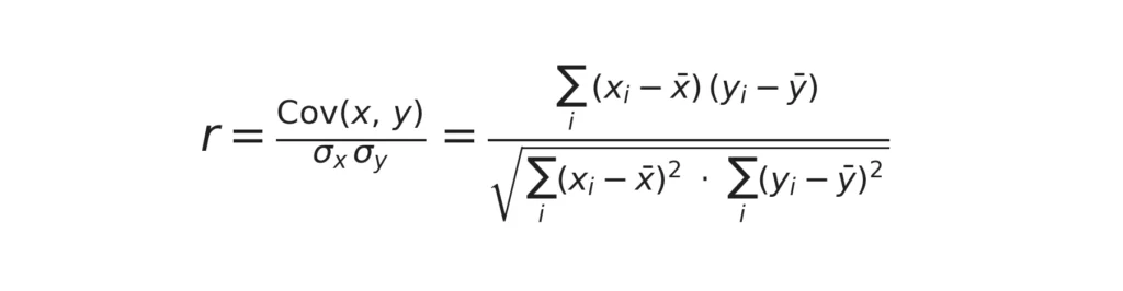 Formula Correlazione con r di Pearson